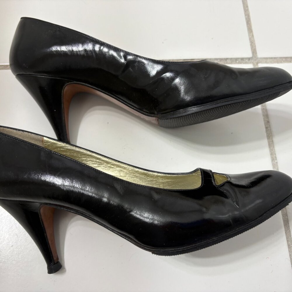 Vintage Petra Firenze Women's Black Leather Heels Size 8 M